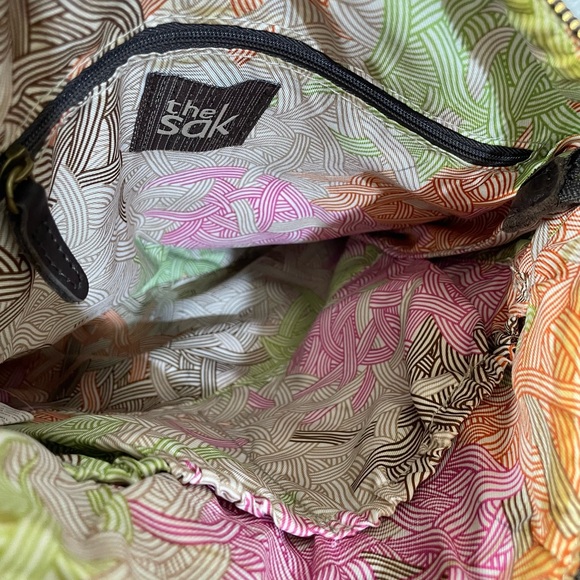 The Sak Brown Pebbled Leather Crossbody Bag Zip Top Adjustable Strap Minimalist - Picture 8 of 15